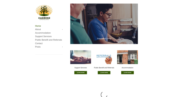 Screenshot of the Cadrene Supported Living website