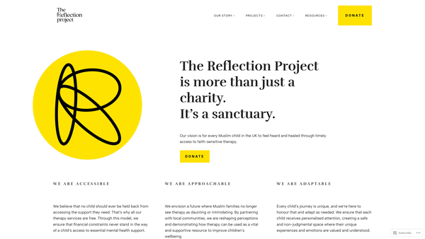 Screenshot of the The Reflection Project website