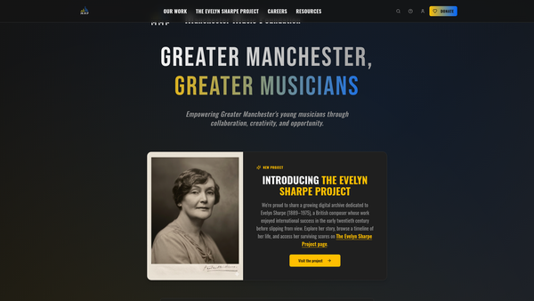 Screenshot of the Manchester Music Foundation website