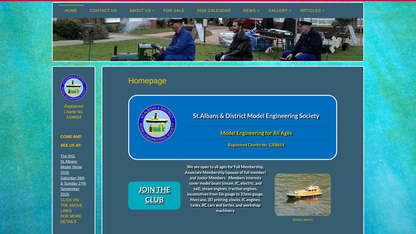 Screenshot of the St Albans And District Model Engineering Society website