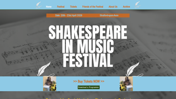 Screenshot of the Shakespeare In Music website