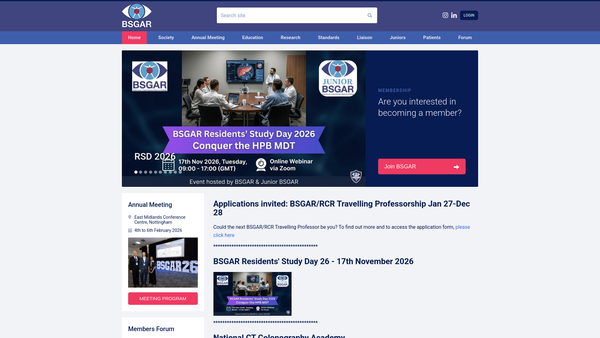 Screenshot of the British Society Of Gastrointestinal And Abdominal Radiology website