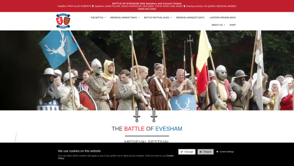 Screenshot of the Battle Of Evesham Trust CIO website