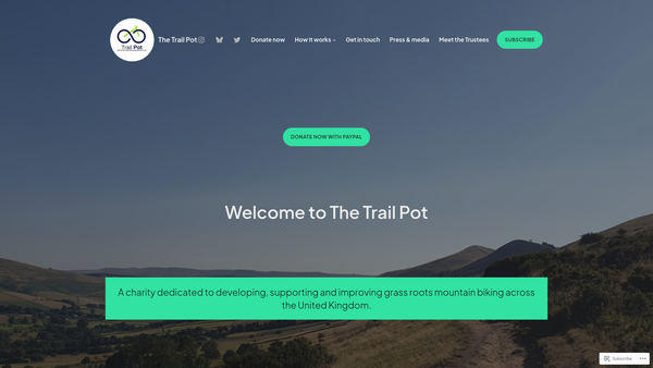 Screenshot of the The Trail Pot: National Mountain Biking Development Fund website
