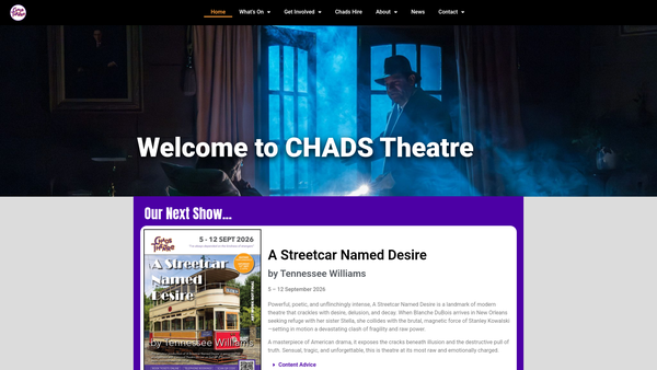 Screenshot of the Chads Theatre Company website
