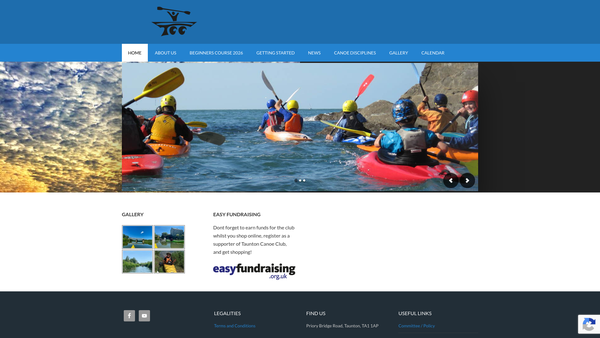 Screenshot of the Taunton Canoe Club website