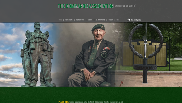 Screenshot of the Commando Association website