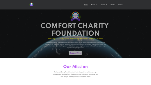 Screenshot of the Comfort Charity Foundation website