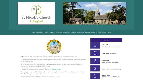 Screenshot of the The Parochial Church Council Of The Ecclesiastical Parish Of St Nicolas, Itchingfield website