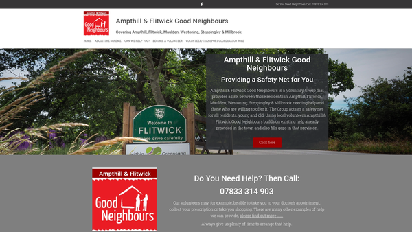 Screenshot of the Ampthill & Flitwick Good Neighbours website