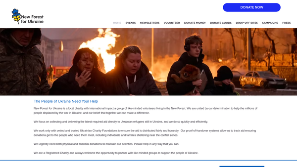 Screenshot of the New Forest For Ukraine website