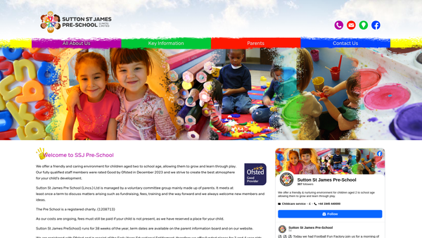 Screenshot of the Sutton St James Pre-School (Lincs) Limited website