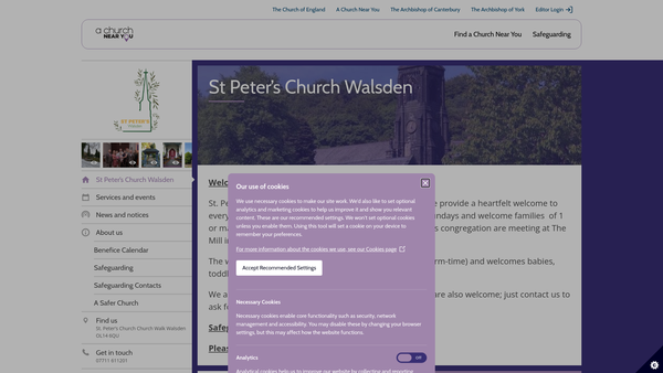 Screenshot of the Parochial Church Council Of St Peter's Walsden website