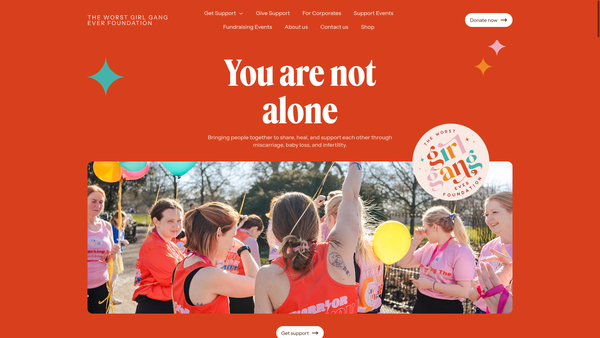 Screenshot of the The Worst Girl Gang Ever Foundation website