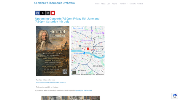 Screenshot of the Camden Philharmonia Orchestra website