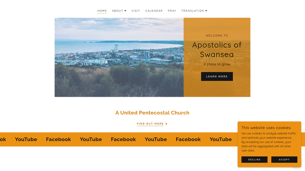 Screenshot of the Apostolics Of Swansea website