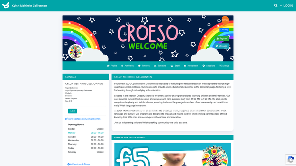 Screenshot of the Cylch Meithrin Gellionnen website