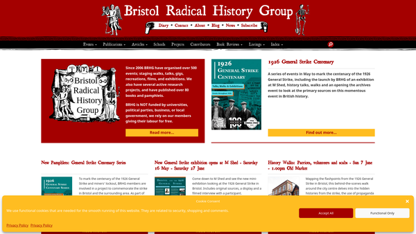 Screenshot of the Bristol Radical History Group website