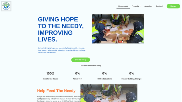 Screenshot of the Al Zaheer Foundation website