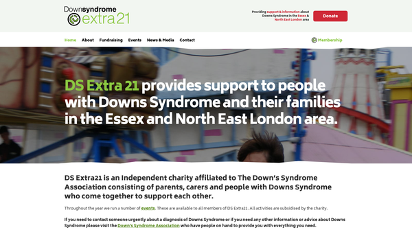 Screenshot of the Down Syndrome Extra 21 website