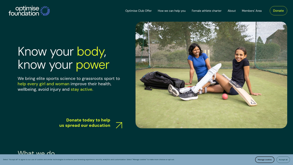 Screenshot of the Optimise Foundation website