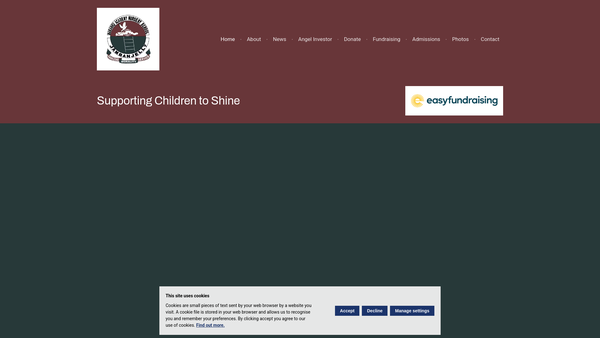 Screenshot of the Baranku School Fundraising Charity website
