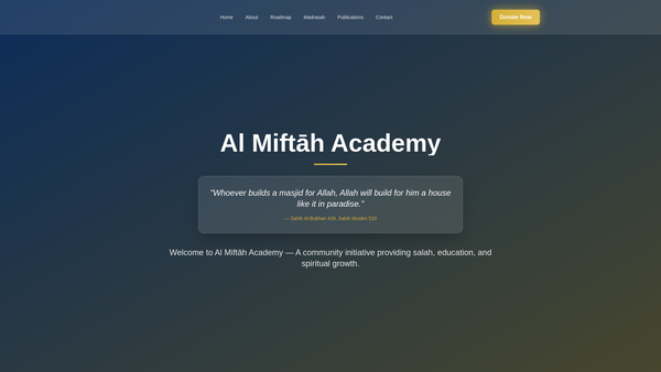 Screenshot of the Al Miftaah Academy website