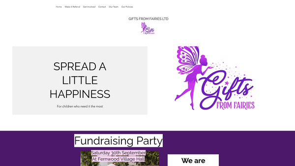 Screenshot of the Gifts From Fairies Ltd website
