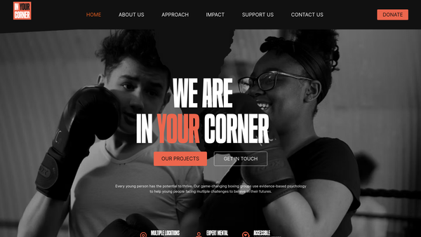 Screenshot of the In Your Corner Charitable Trust website