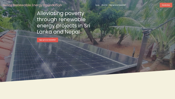 Screenshot of the Helios Renewable Energy Foundation website