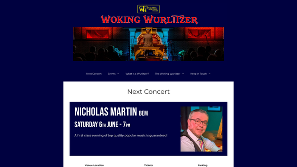 Screenshot of the The Wurlitzer Heritage Trust website