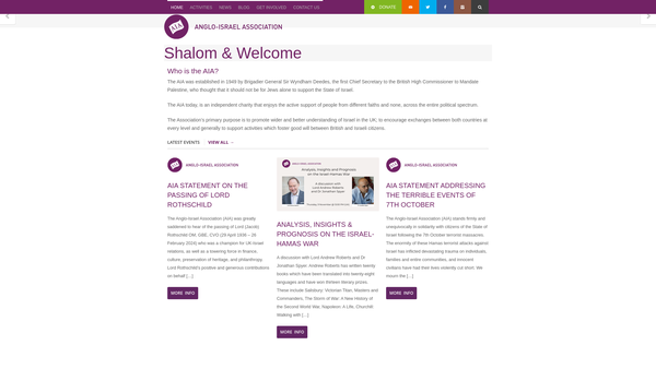Screenshot of the The Anglo-Israel Association website