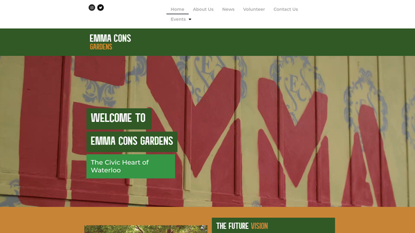 Screenshot of the Emma Cons Gardens Trust website