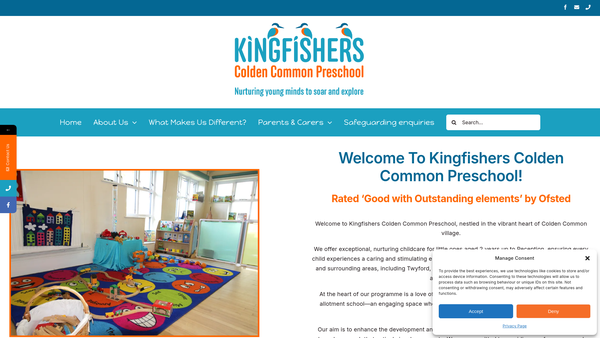 Screenshot of the Kingfishers Colden Common Preschool website