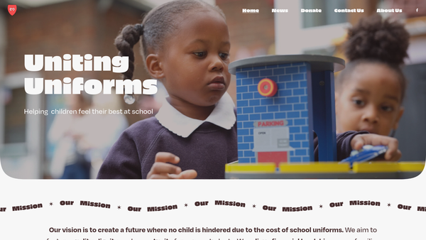 Screenshot of the Uniting Uniforms website