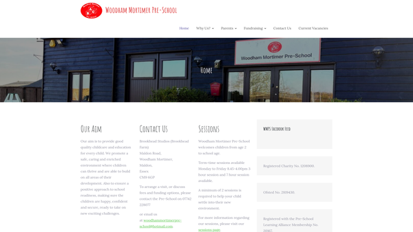 Screenshot of the Woodham Mortimer Preschool website