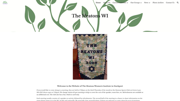 Screenshot of the The Heatons Women's Institute website