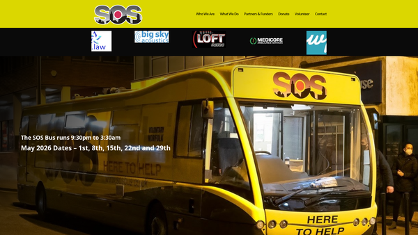 Screenshot of the Sos Bus Norwich website