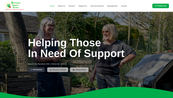 Screenshot of the Blackdown Support Group website