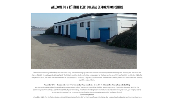 Screenshot of the The Reef - Y Riff website