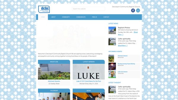 Screenshot of the Devonport Community Baptist Church website