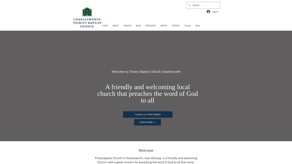 Screenshot of the Trinity Baptist Church, Charlesworth website