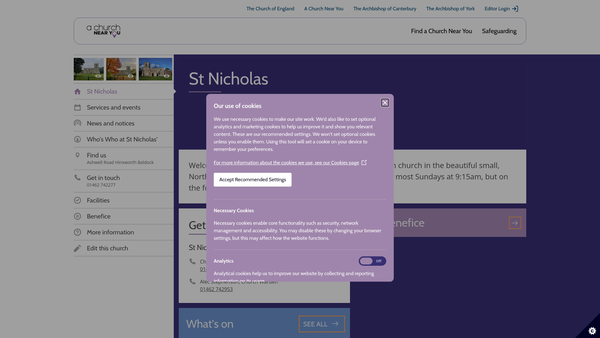 Screenshot of the The Parochial Church Council Of The Ecclesiastical Parish Of St Nicholas Hinxworth website