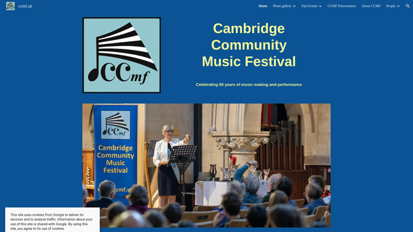 Screenshot of the Cambridge Community Music Festival website