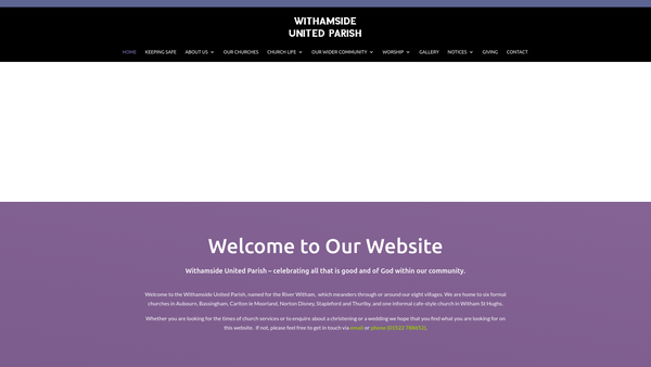 Screenshot of the Withamside Parochial Church Council website