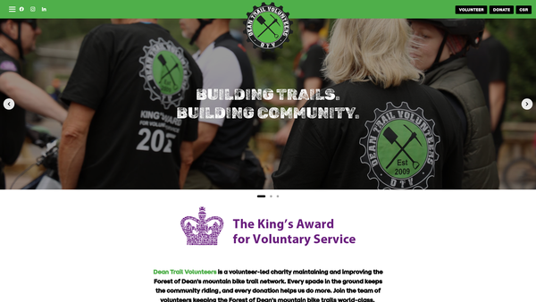 Screenshot of the Dean Trail Volunteers website