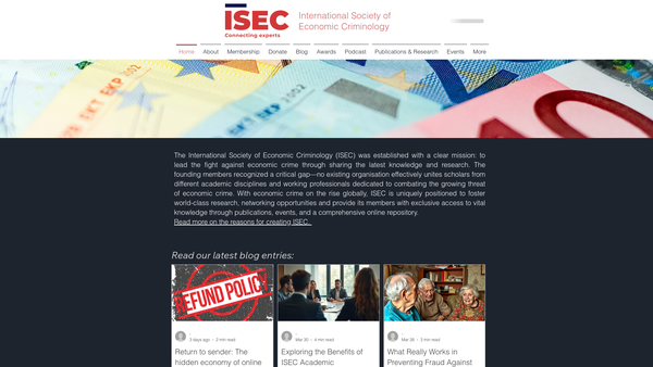 Screenshot of the International Society Of Economic Criminology website