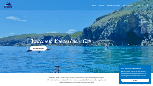 Screenshot of the Llynfi Valley Paddlers website