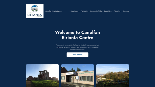 Screenshot of the Canolfan Eirianfa Centre website