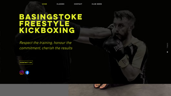 Screenshot of the Basingstoke Freestyle Kickboxing website